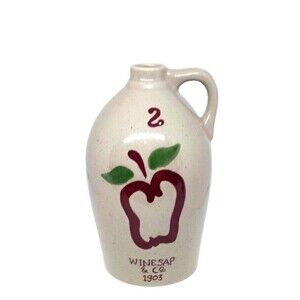 Winesap & Co. APPLE Pottery Stoneware Handled Jug ~ Kitchen Storage Wine Decor
